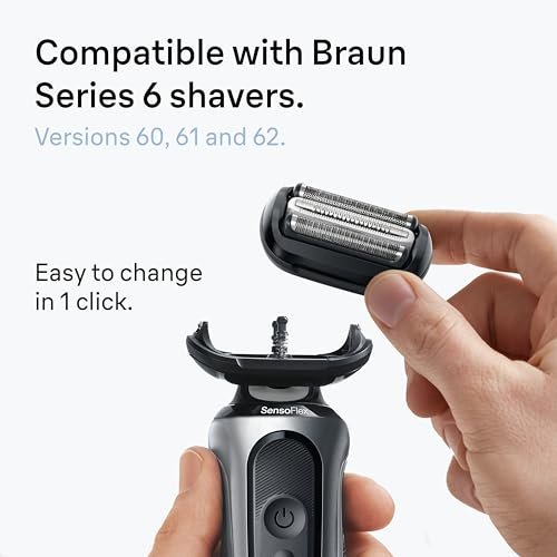 Braun Series 6 Electric Shaver Replacement Head with Sensitive Skinguard, 64B, Black - Compatible with New Generation Series 6 Shavers Avelisse