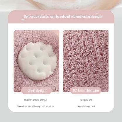 2-in-1 Sunflower Bath Ball – Super Soft Exfoliating Sponge with Suction Cup for Back Scrub, Shower Puffs for Women and Men (Beige)