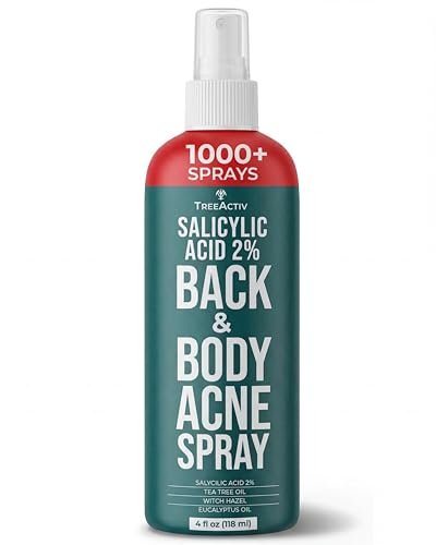 Back Acne Spray, 2% Salicylic Acid (BHA) Body Acne Spray, Fast-Drying Tea Tree Oil + Aloe Mist for Back, Chest, Shoulders & Butt, 4 fl oz
