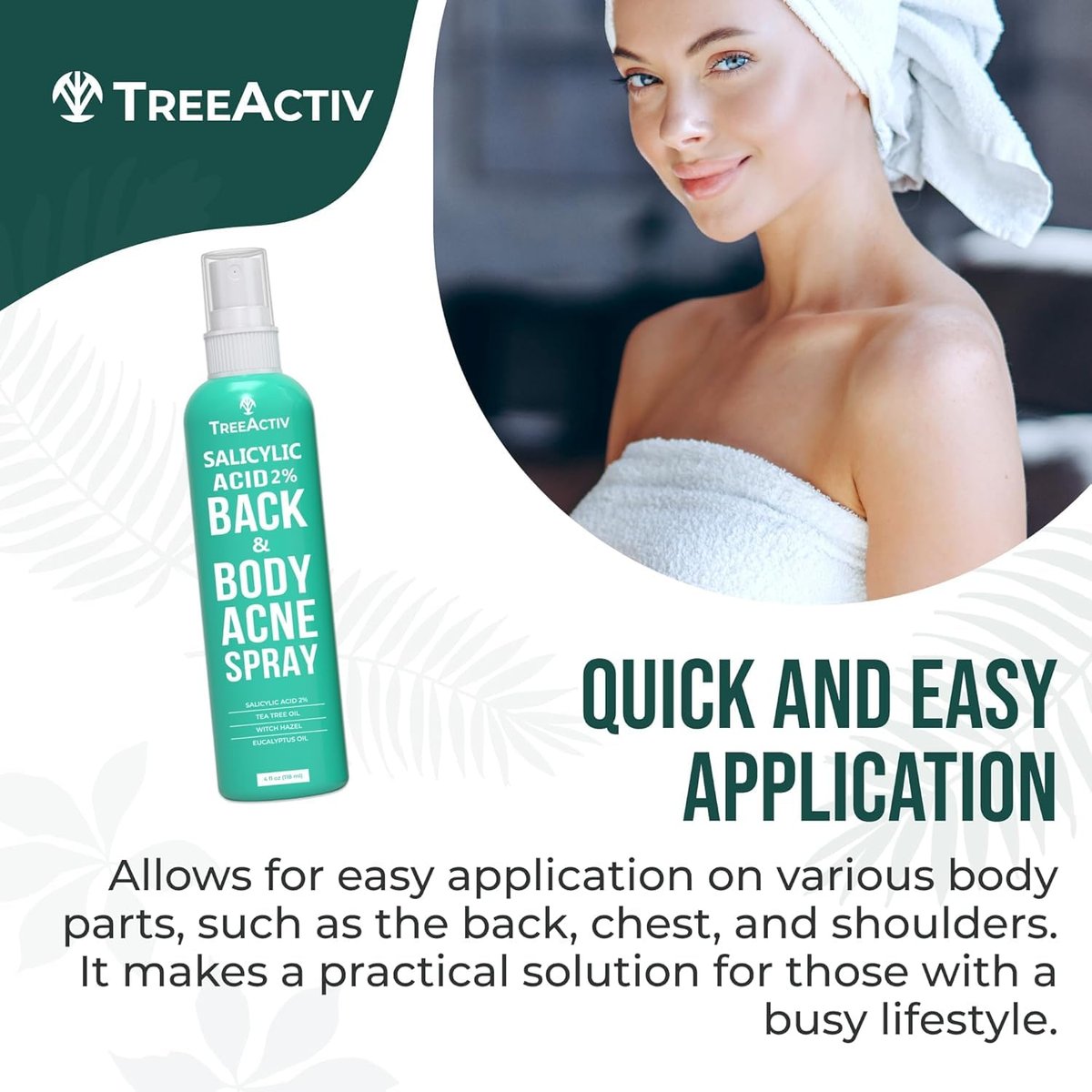 Back Acne Spray, 2% Salicylic Acid (BHA) Body Acne Spray, Fast-Drying Tea Tree Oil + Aloe Mist for Back, Chest, Shoulders & Butt, 4 fl oz - görsel 5