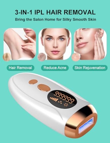 AUITRONCARE At-Home IPL Laser Hair Removal Device - 999,999 Flashes Painless Hair Remover for Women and Men, Permanent Hair Reduction on Armpits, Back, Legs, Arms, Face, Bikini Line Avelisse