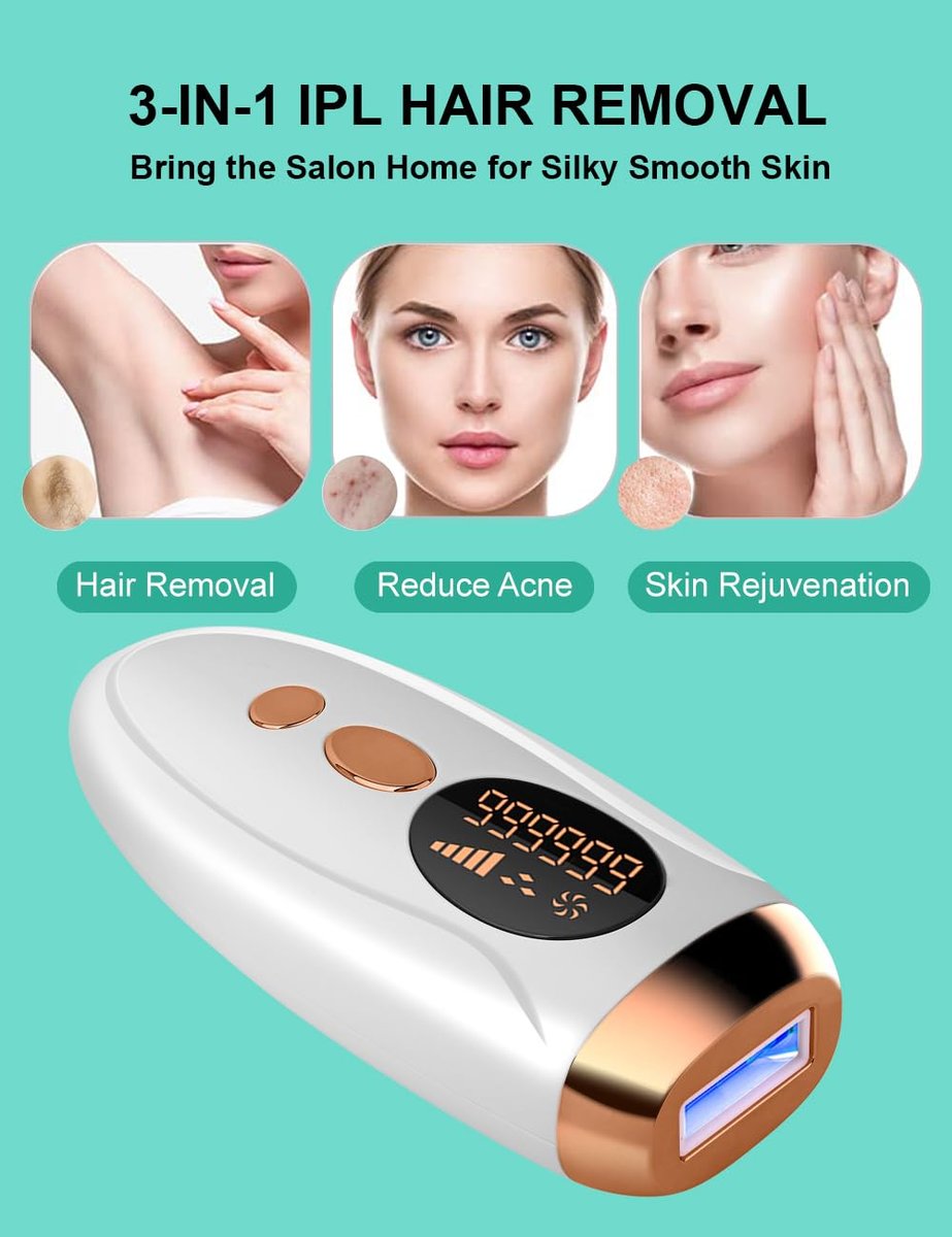 AUITRONCARE At-Home IPL Laser Hair Removal Device - 999,999 Flashes Painless Hair Remover for Women and Men, Permanent Hair Reduction on Armpits, Back, Legs, Arms, Face, Bikini Line Avelisse
