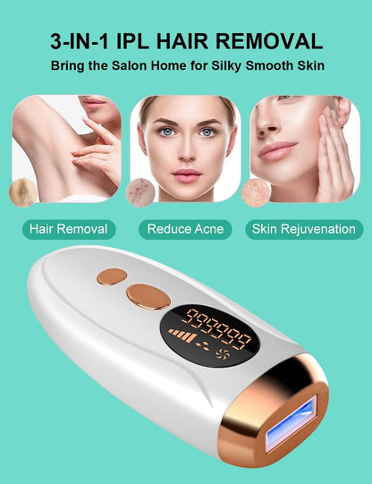 AUITRONCARE At-Home IPL Laser Hair Removal Device - 999,999 Flashes Painless Hair Remover for Women and Men, Permanent Hair Reduction on Armpits, Back, Legs, Arms, Face, Bikini Line Avelisse