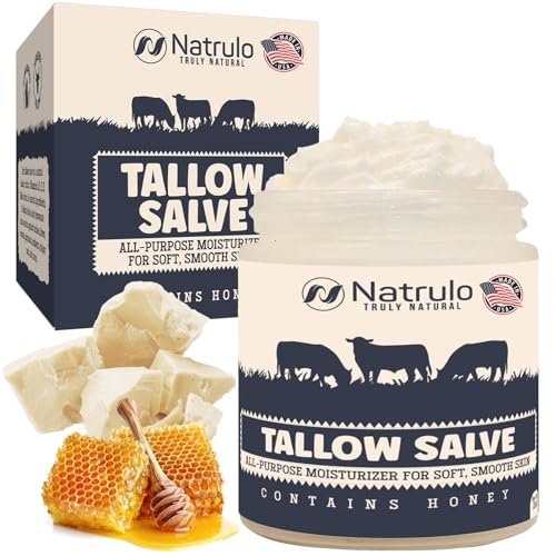 Natrulo Beef Tallow Salve – All Natural Grass Fed Beef Tallow & Honey All Purpose Balm for Eczema, Dry, Itchy, Irritated Skin – Moisturizing Body Salve, Skin Repair Skincare, 2 oz - görsel 2
