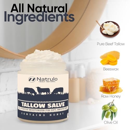 Natrulo Beef Tallow Salve – All Natural Grass Fed Beef Tallow & Honey All Purpose Balm for Eczema, Dry, Itchy, Irritated Skin – Moisturizing Body Salve, Skin Repair Skincare, 2 oz - görsel 12
