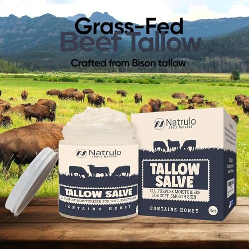 Natrulo Beef Tallow Salve – All Natural Grass Fed Beef Tallow & Honey All Purpose Balm for Eczema, Dry, Itchy, Irritated Skin – Moisturizing Body Salve, Skin Repair Skincare, 2 oz - görsel 4