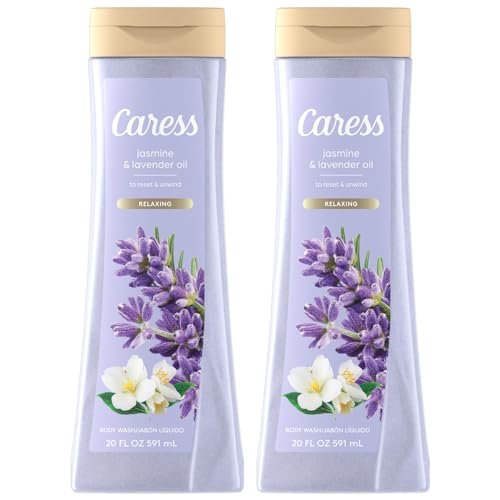Caress Body Wash Relaxing Jasmine & Lavender 2-Pack – 20 oz Each, Soft Fragrant Skin Avelisse