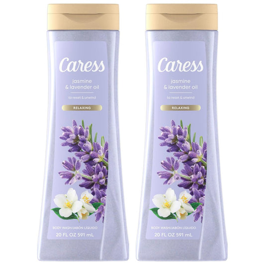 Caress Body Wash Relaxing Jasmine & Lavender 2-Pack – 20 oz Each, Soft Fragrant Skin Avelisse