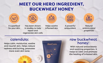 BeeCure Radiation & Laser Skin Care Cream - Calendula Cream and Natural Buckwheat Honey Hydrating Skin Moisturizer to Soothe and Calm Skin After Sunburn or Skin Redness for Sensitive Skin - 2 fl oz Avelisse
