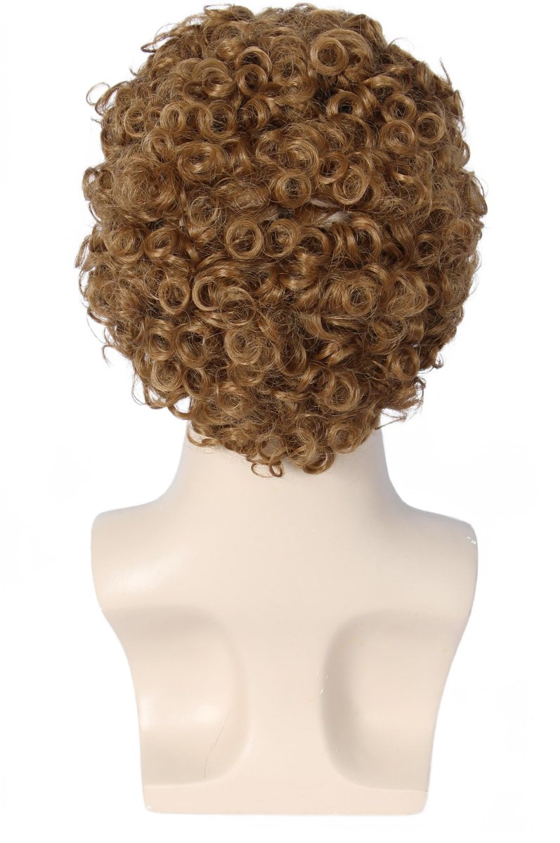 Linfairy Short 80's Brown Costume Wig with Hat for Men - Disco Dirt Bag Halloween Cosplay Wig - görsel 7