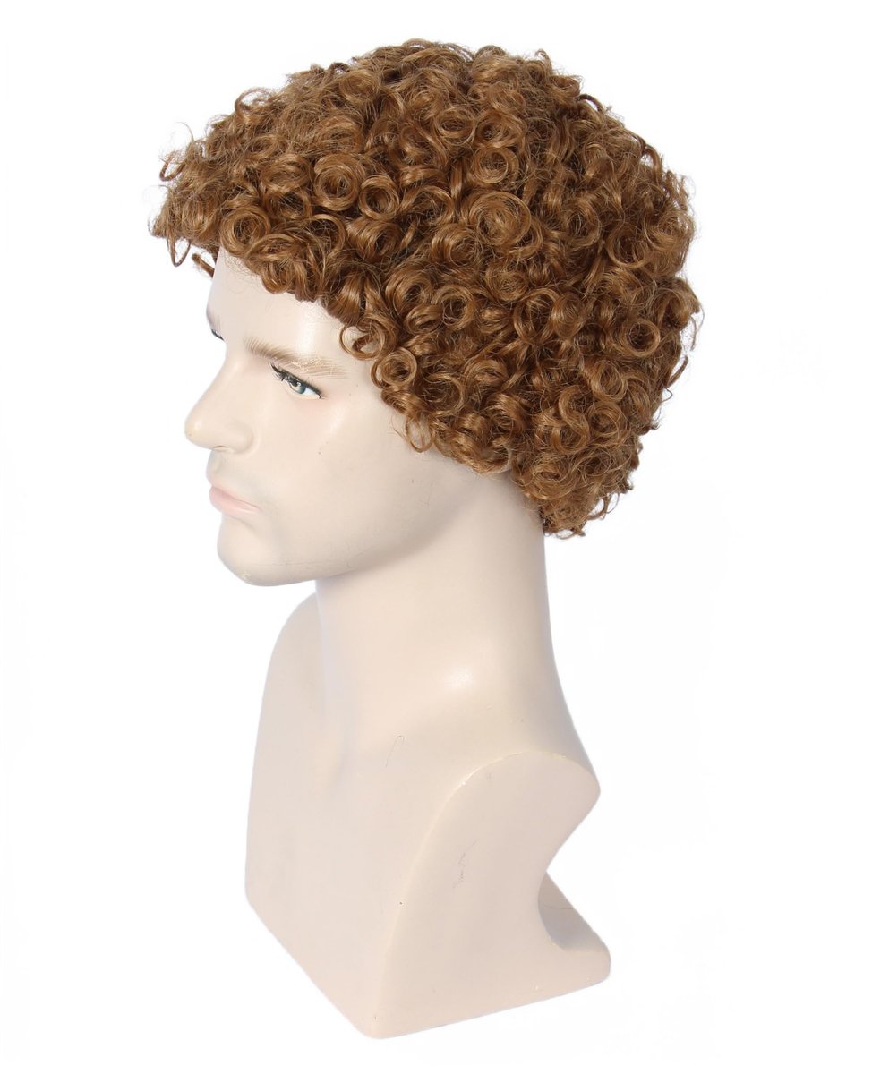 Linfairy Short 80's Brown Costume Wig with Hat for Men - Disco Dirt Bag Halloween Cosplay Wig - görsel 5