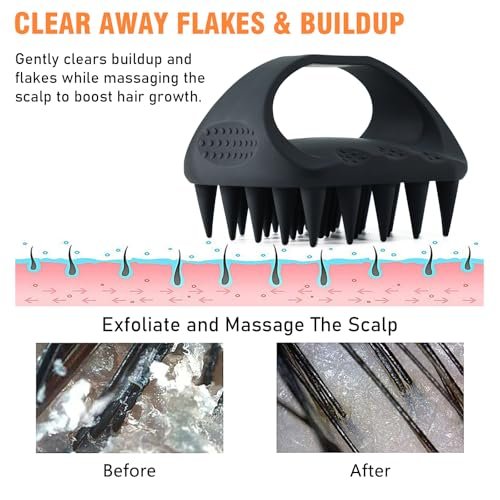 YEALIR Scalp Massager Shampoo Brush | 100% Silicone Scalp Scrubber for Dandruff & Build Up | Plastic Free Hair Growth Massager - görsel 6