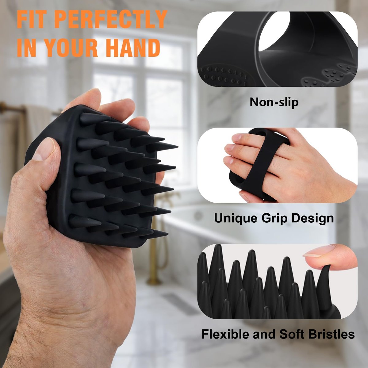 YEALIR Scalp Massager Shampoo Brush | 100% Silicone Scalp Scrubber for Dandruff & Build Up | Plastic Free Hair Growth Massager - görsel 9