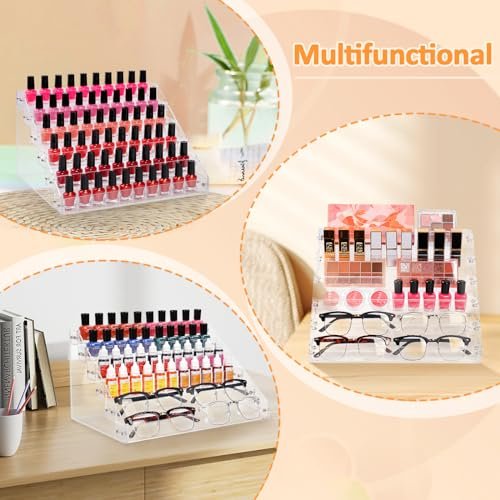 AumVum 6-Tier Acrylic Nail Polish Organizer Rack – Clear Display Stand Holds 72 Bottles for Salon, Vanity, or Home Avelisse