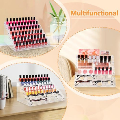 AumVum 6-Tier Acrylic Nail Polish Organizer Rack – Clear Display Stand Holds 72 Bottles for Salon, Vanity, or Home Avelisse