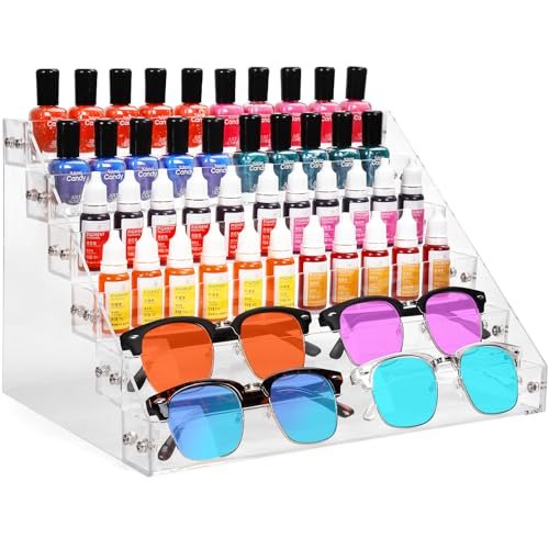 AumVum 6-Tier Acrylic Nail Polish Organizer Rack – Clear Display Stand Holds 72 Bottles for Salon, Vanity, or Home Avelisse