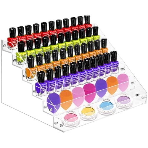 AumVum 6-Tier Acrylic Nail Polish Organizer Rack – Clear Display Stand Holds 72 Bottles for Salon, Vanity, or Home Avelisse