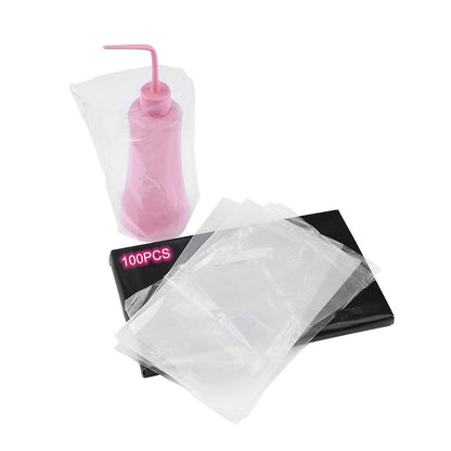Hipifans Squeeze Bottle Covers, 100Pcs/Set Disposable Transparent PE Wash Bottle Covers Sleeves 6 x 10 Inch for Tattoo Cleaning Supplies Avelisse