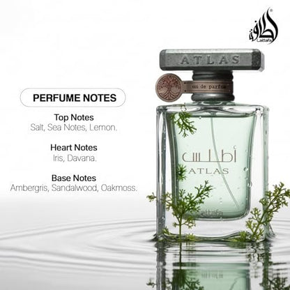 Lattafa Atlas Eau de Parfum Spray for Unisex, 1.85 oz – Long-Lasting Oriental Fragrance