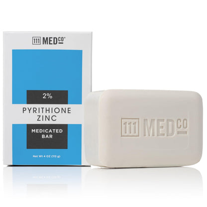 111MedCo 2% Pyrithione Zinc Medicated Cleansing Bar – Anti-Dandruff Face, Scalp and Body Soap for Itching, Flaking and Scaling from Dandruff and Seborrheic Dermatitis, 4 oz