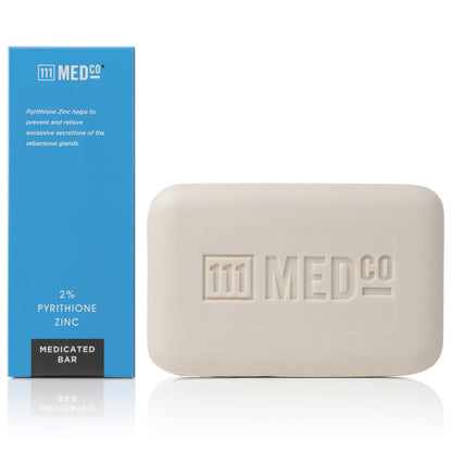 111MedCo 2% Pyrithione Zinc Medicated Cleansing Bar – Anti-Dandruff Face, Scalp and Body Soap for Itching, Flaking and Scaling from Dandruff and Seborrheic Dermatitis, 4 oz