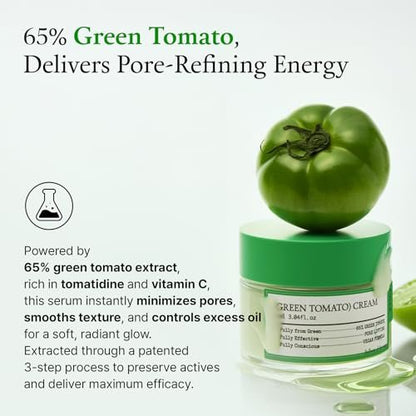 FULLY Green Tomato Facial Cream – Pore Lifting Moisturizer with 65% Green Tomato Extract & Vitamin C, Fragrance-Free, Vegan & Dermatologically Tested, 3.04 fl oz