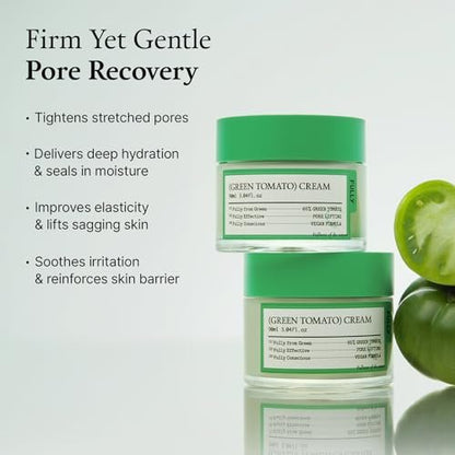 FULLY Green Tomato Facial Cream – Pore Lifting Moisturizer with 65% Green Tomato Extract & Vitamin C, Fragrance-Free, Vegan & Dermatologically Tested, 3.04 fl oz