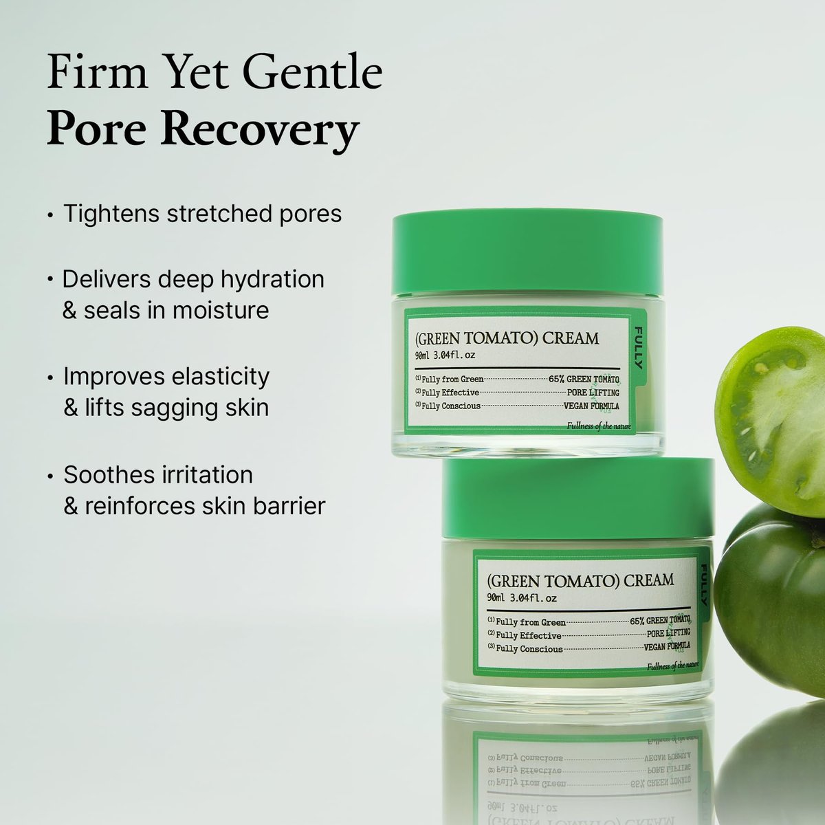 FULLY Green Tomato Facial Cream – Pore Lifting Moisturizer with 65% Green Tomato Extract & Vitamin C, Fragrance-Free, Vegan & Dermatologically Tested, 3.04 fl oz - görsel 5