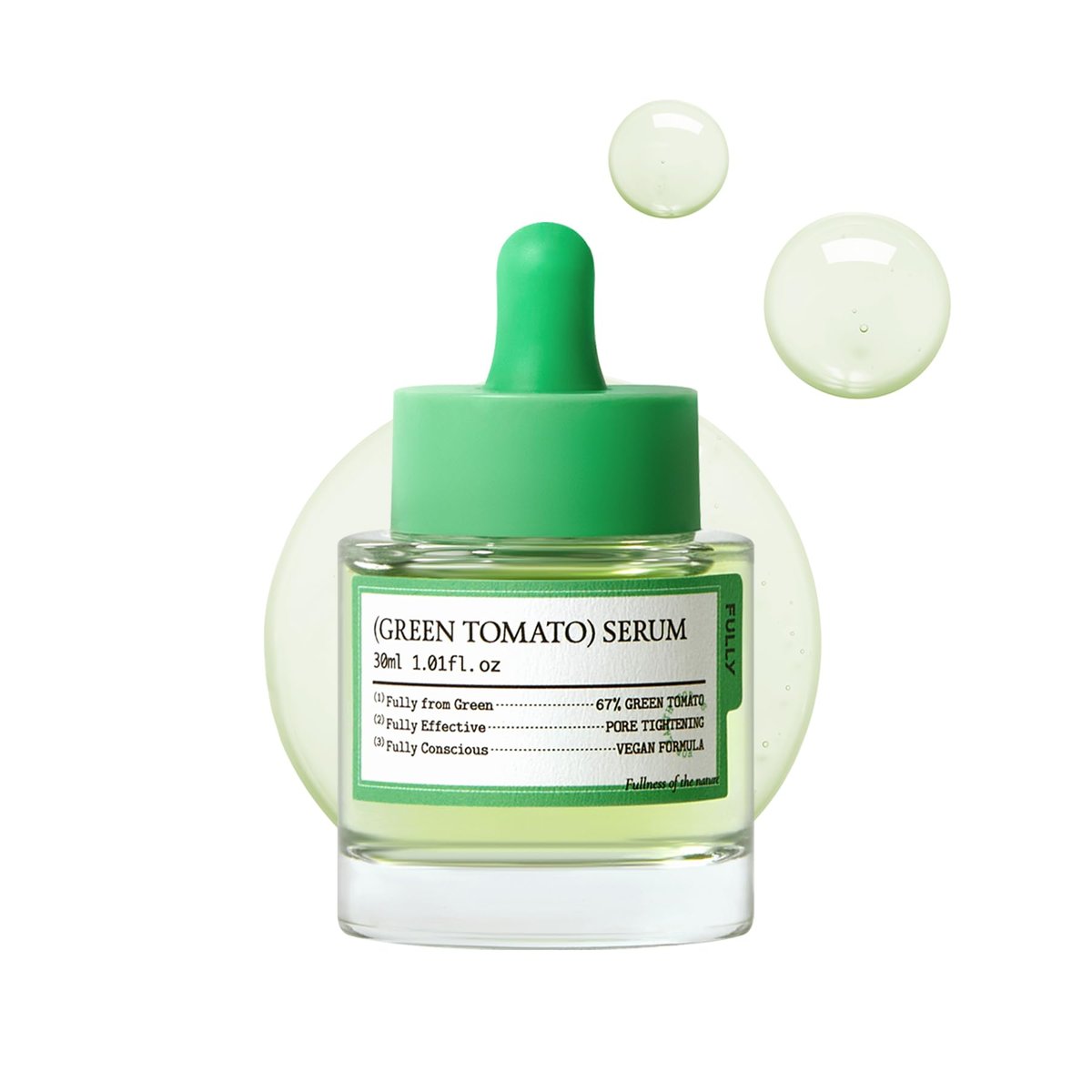 FULLY Green Tomato Serum with 67% Green Tomato Extract, Vitamin C, and PHA – Pore Tightening, Elasticity Boosting, Fragrance-Free Vegan Serum for Face (1.01 fl oz) Avelisse