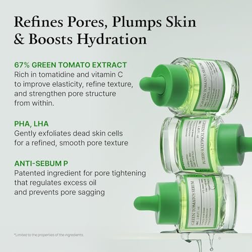 FULLY Green Tomato Serum with 67% Green Tomato Extract, Vitamin C, and PHA – Pore Tightening, Elasticity Boosting, Fragrance-Free Vegan Serum for Face (1.01 fl oz) Avelisse