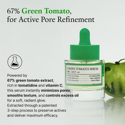 FULLY Green Tomato Serum with 67% Green Tomato Extract, Vitamin C, and PHA – Pore Tightening, Elasticity Boosting, Fragrance-Free Vegan Serum for Face (1.01 fl oz) Avelisse