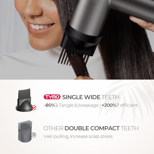 TYMO AIRHYPE Lite Hair Dryer with Diffuser - 1500W High-Speed Professional Blow Dryer, 110,000RPM Brushless Motor, 200 Million Ionic, 3 Speeds & 4 Temps, Low-Noise, Space Gray Avelisse