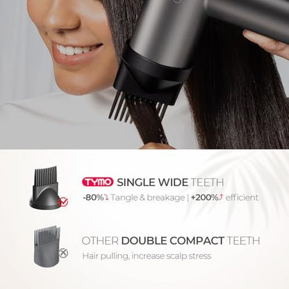 TYMO AIRHYPE Lite Hair Dryer with Diffuser - 1500W High-Speed Professional Blow Dryer, 110,000RPM Brushless Motor, 200 Million Ionic, 3 Speeds & 4 Temps, Low-Noise, Space Gray Avelisse