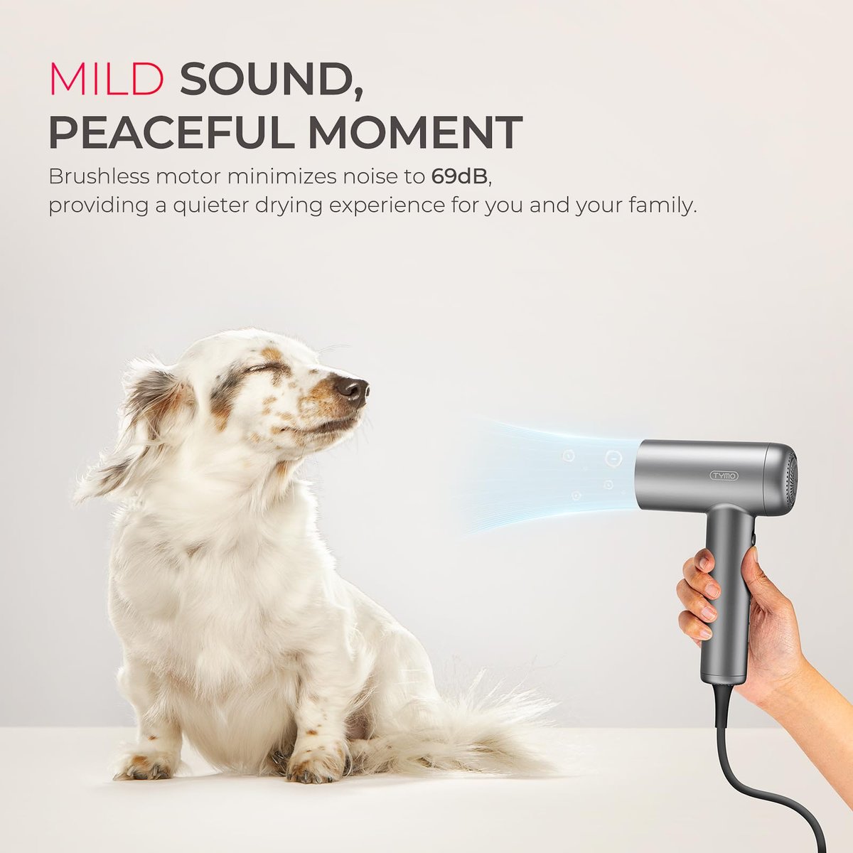 TYMO AIRHYPE Lite Hair Dryer with Diffuser - 1500W High-Speed Professional Blow Dryer, 110,000RPM Brushless Motor, 200 Million Ionic, 3 Speeds & 4 Temps, Low-Noise, Space Gray Avelisse
