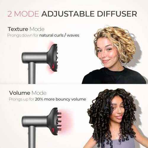 TYMO AIRHYPE Lite Hair Dryer with Diffuser - 1500W High-Speed Professional Blow Dryer, 110,000RPM Brushless Motor, 200 Million Ionic, 3 Speeds & 4 Temps, Low-Noise, Space Gray Avelisse
