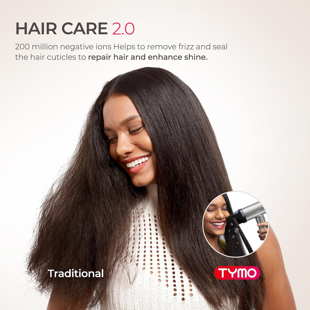TYMO AIRHYPE Lite Hair Dryer with Diffuser - 1500W High-Speed Professional Blow Dryer, 110,000RPM Brushless Motor, 200 Million Ionic, 3 Speeds & 4 Temps, Low-Noise, Space Gray Avelisse