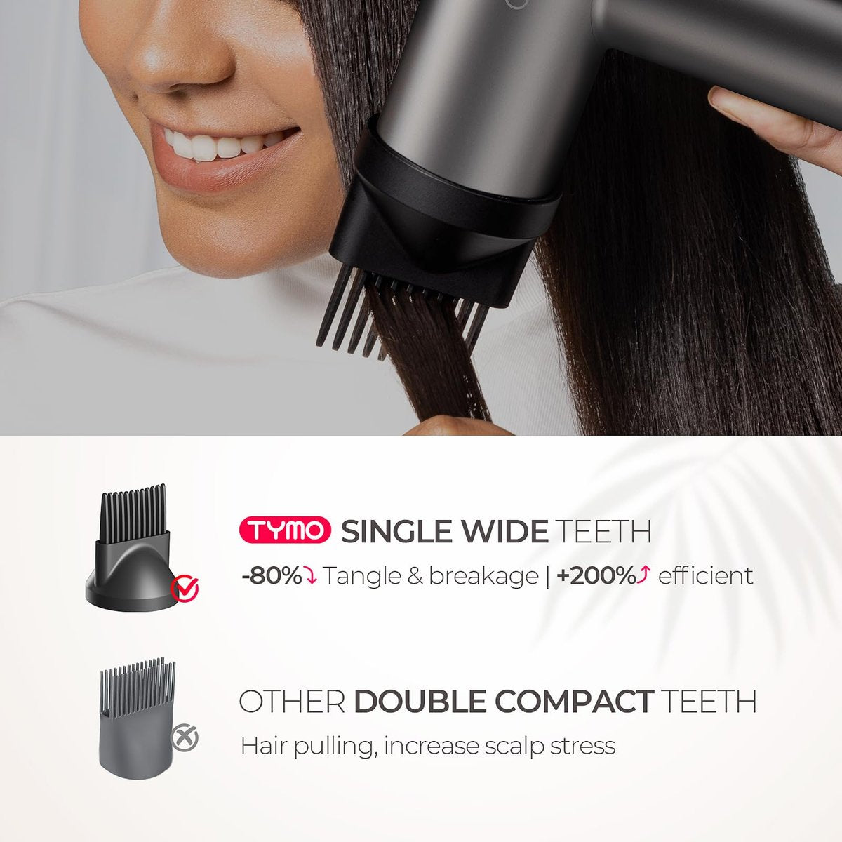 TYMO AIRHYPE Lite Hair Dryer with Diffuser - 1500W High-Speed Professional Blow Dryer, 110,000RPM Brushless Motor, 200 Million Ionic, 3 Speeds & 4 Temps, Low-Noise, Space Gray Avelisse