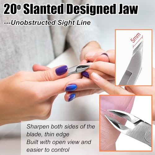 LePinko 4 Pack Upgraded Cuticle Trimmer Kit - Sharp Dead Skin Clipper, Labor-Saving Cuticula Remover for Fingernail Toenail, Manicure Pedicure Tool for Women Men, 5mm Jaw - görsel 8
