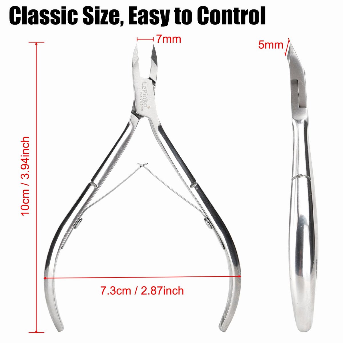 LePinko 4 Pack Upgraded Cuticle Trimmer Kit - Sharp Dead Skin Clipper, Labor-Saving Cuticula Remover for Fingernail Toenail, Manicure Pedicure Tool for Women Men, 5mm Jaw - görsel 11