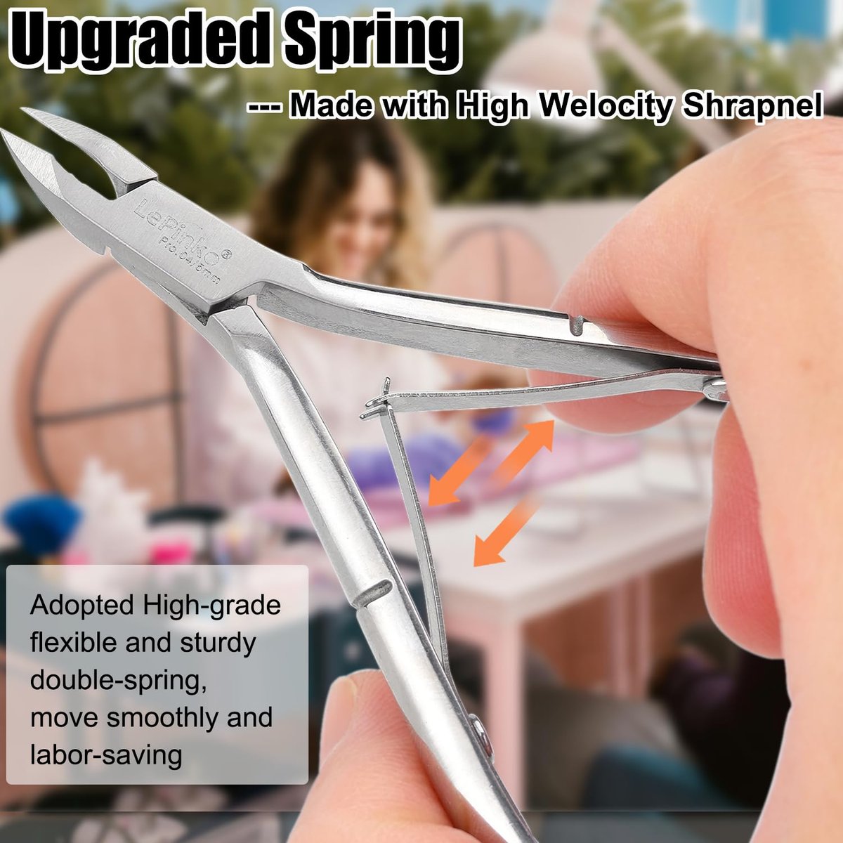 LePinko 4 Pack Upgraded Cuticle Trimmer Kit - Sharp Dead Skin Clipper, Labor-Saving Cuticula Remover for Fingernail Toenail, Manicure Pedicure Tool for Women Men, 5mm Jaw - görsel 9