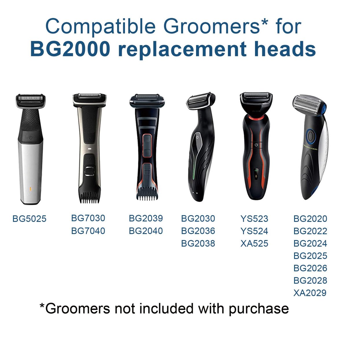 BG5000 Replacement Heads for Philips Norelco Bodygroom Trimmer - Compatible with BG2000/40 Shaver - 3 Pack Avelisse