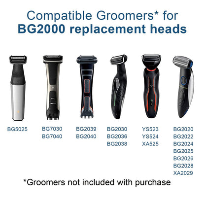 BG5000 Replacement Heads for Philips Norelco Bodygroom Trimmer - Compatible with BG2000/40 Shaver - 3 Pack Avelisse