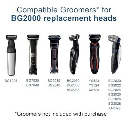 BG5000 Replacement Heads for Philips Norelco Bodygroom Trimmer - Compatible with BG2000/40 Shaver - 3 Pack Avelisse