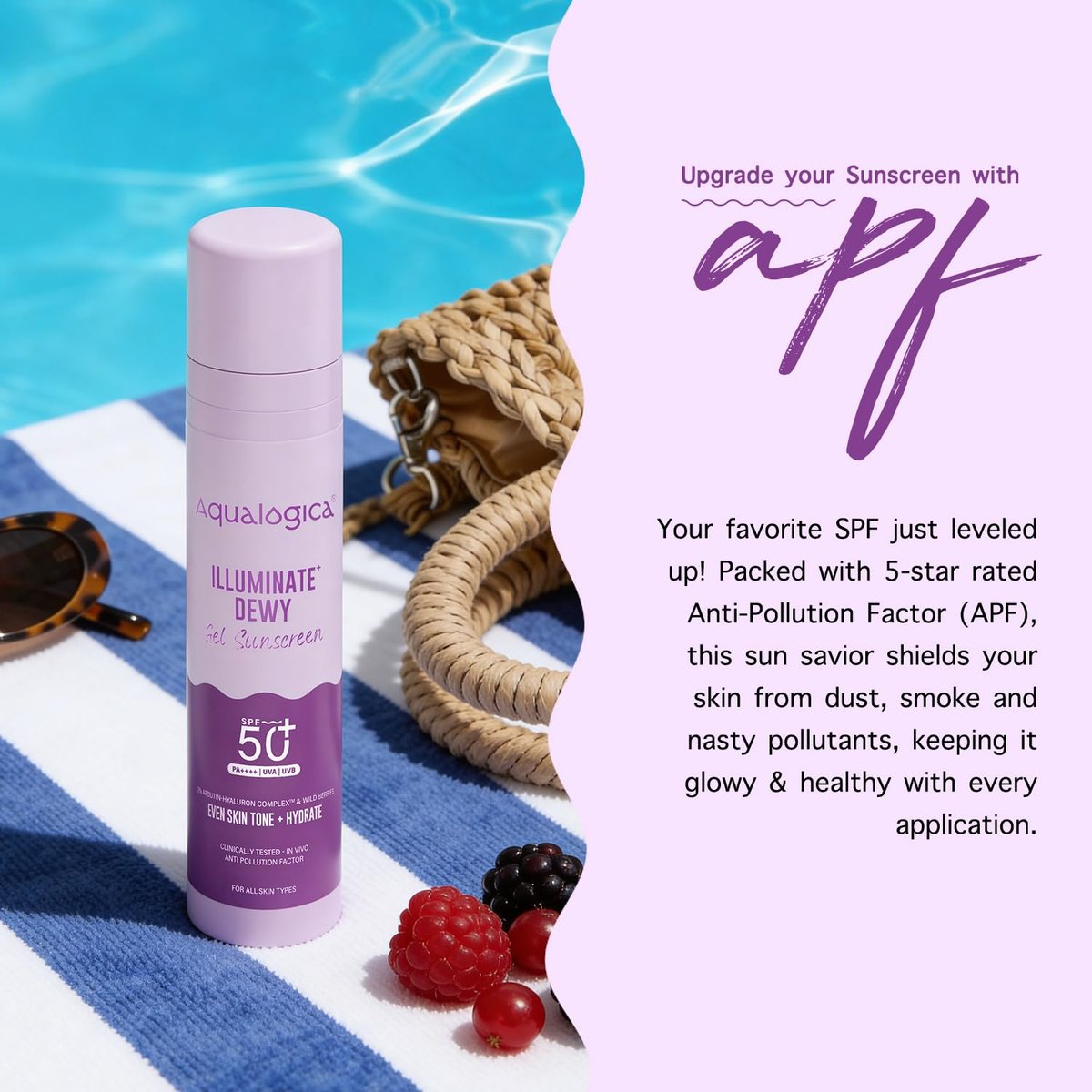 Aqualogica Illuminate+ Dewy Sunscreen SPF 50+ PA++++ with Wild Berries & Alpha Arbutin - Broad Spectrum UVA/B & Blue Light Protection, Anti-Pollution, 50 g - görsel 15