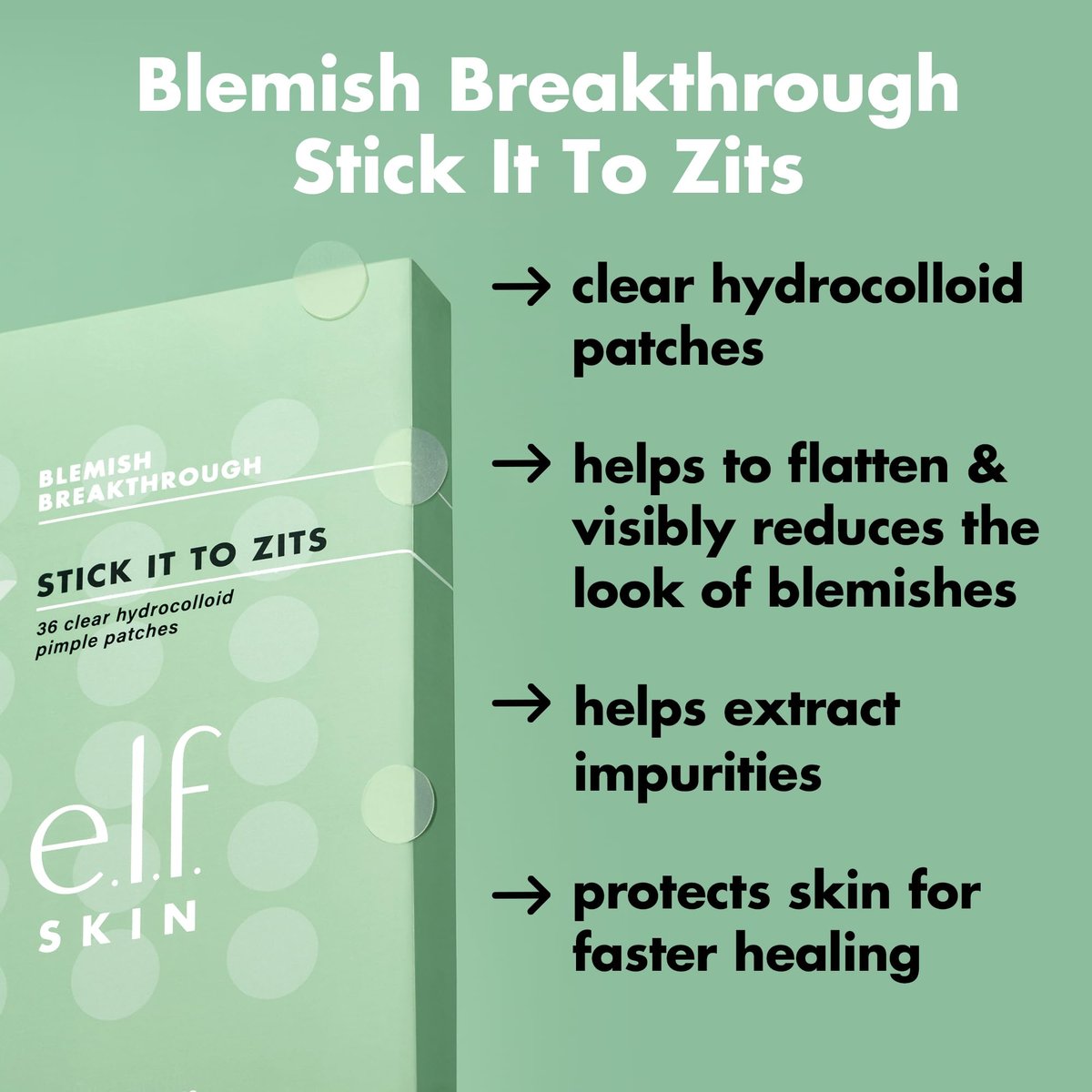 e.l.f. SKIN Blemish Breakthrough Stick It To Zits Pimple Patches - 36 Patches, Vegan & Cruelty-Free - görsel 3