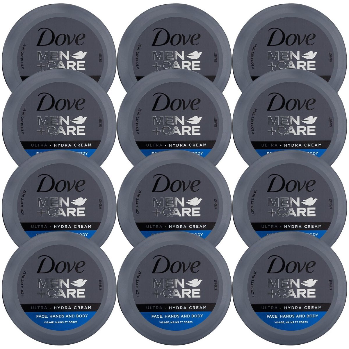 Dove Men+Care Ultra Hydra Cream Lotion, 3-in-1 Advanced Skin Care for Men, Face Cream, Hand & Body Lotion for Dry Skin, 2.53 Fl Oz (Pack of 12) Avelisse