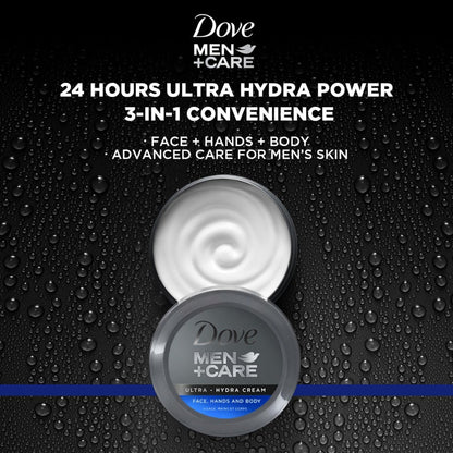 Dove Men+Care Ultra Hydra Cream Lotion, 3-in-1 Advanced Skin Care for Men, Face Cream, Hand & Body Lotion for Dry Skin, 2.53 Fl Oz (Pack of 12) Avelisse