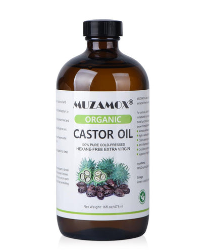 Organic Cold Pressed Castor Oil, 100% Pure & Hexane Free, Glass Bottle – 16 Fl Oz for Hair Growth, Skin Care, and Castor Oil Packs Avelisse