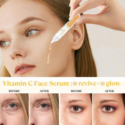 THESKCARE Vitamin C Face Serum with Hyaluronic Acid, Glutathione, Vitamin E & Niacinamide - Anti Aging Serum for Wrinkles & Dark Spots, Hydrating & Glowing - 30 Ampoules Avelisse