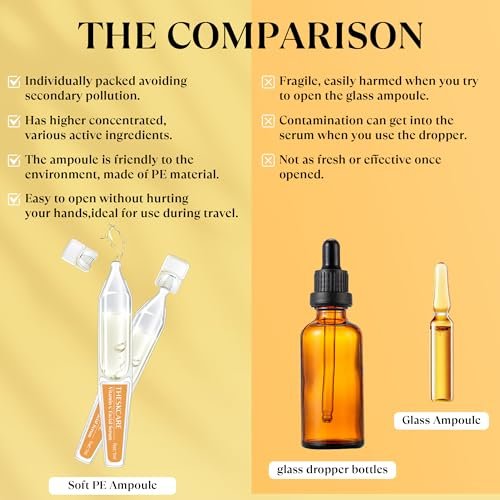 THESKCARE Vitamin C Face Serum with Hyaluronic Acid, Glutathione, Vitamin E & Niacinamide - Anti Aging Serum for Wrinkles & Dark Spots, Hydrating & Glowing - 30 Ampoules Avelisse